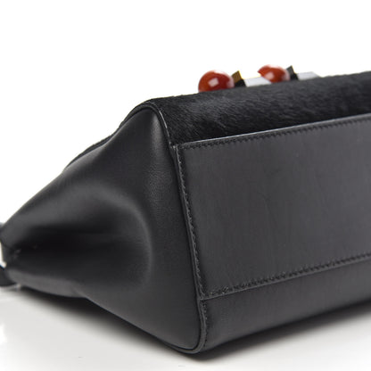 Fendi Pony Hair Studded Mini Peekaboo Iconic Satchel Black 9 of 11