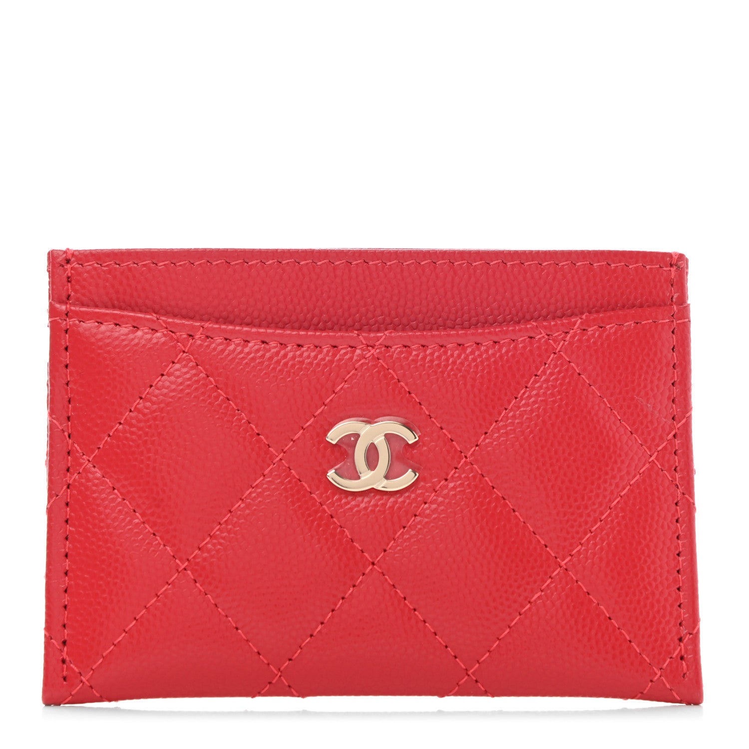 Chanel Caviar Quilted Card Holder Red 1 of 9