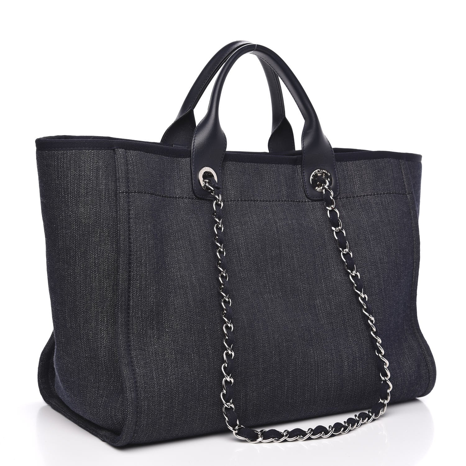 Chanel Denim Medium Deauville Tote Dark Blue 3 of 10