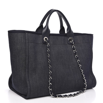 Chanel Denim Medium Deauville Tote Dark Blue 3 of 10