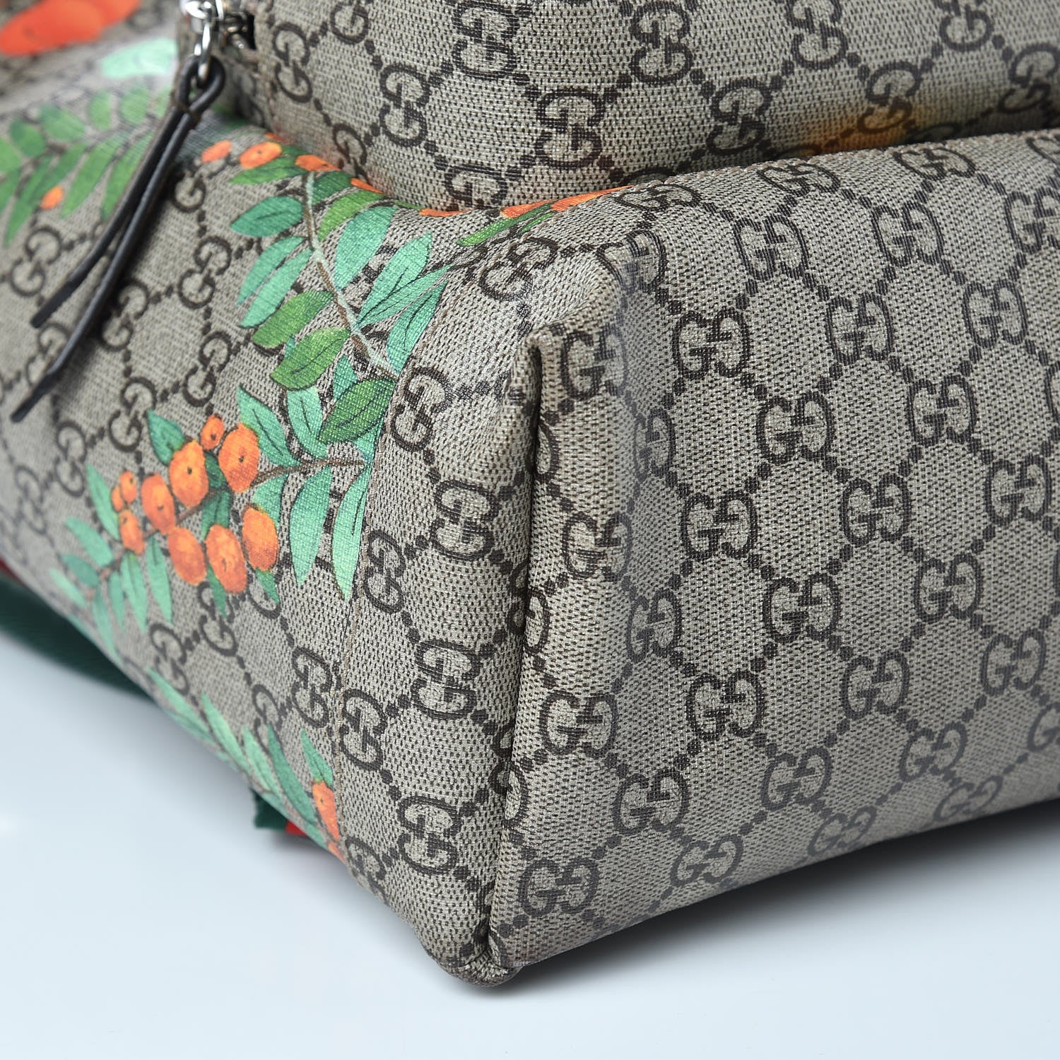 Gucci GG Supreme Monogram Tian Web Single Buckle Backpack Beige Multicolor New Acero 10 of 11