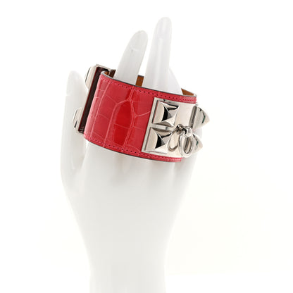 Hermes Crocodile Collier de Chien CDC Bracelet T3 Pink 2 of 6