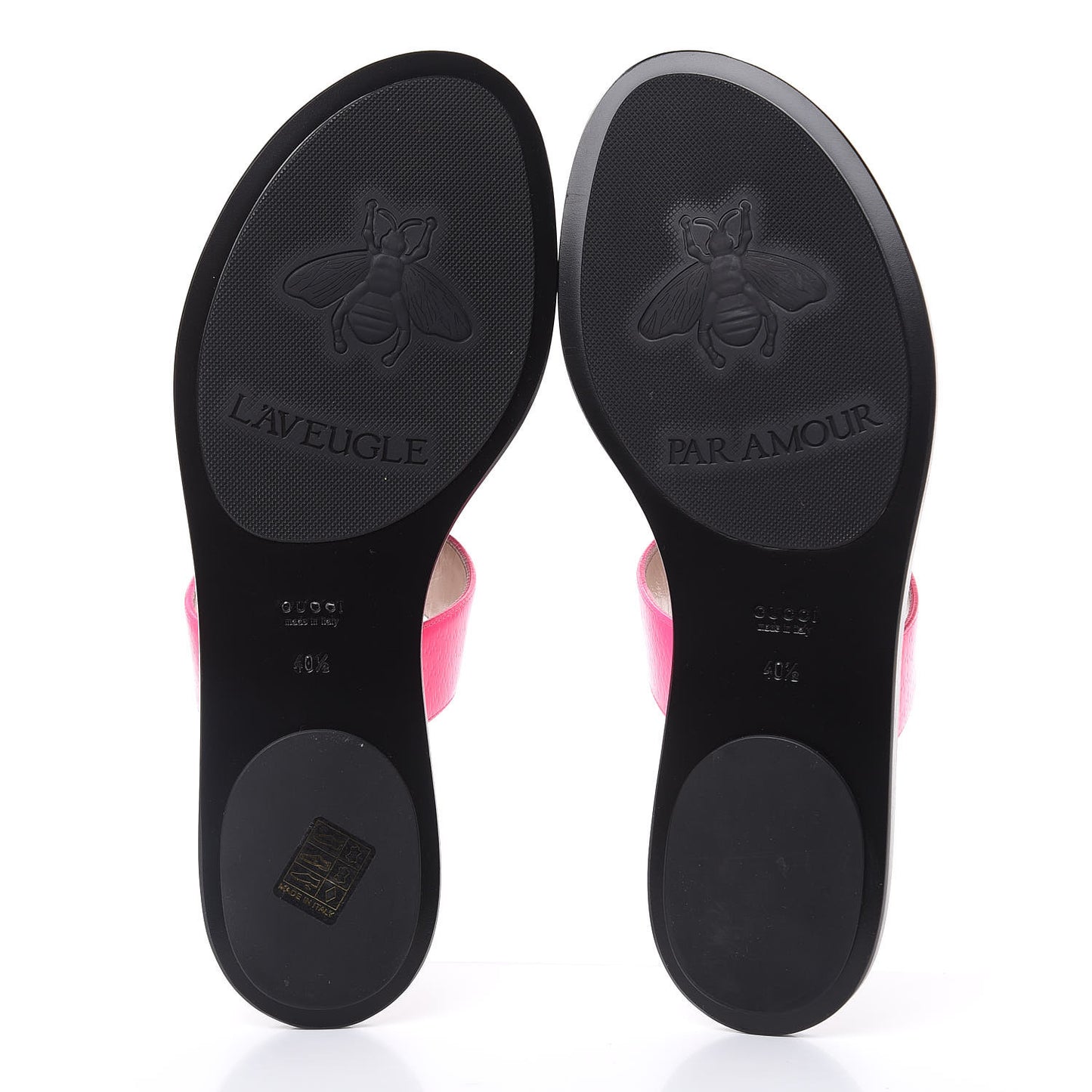 Calfskin GG Marmont Thong Sandals 40.5 Fuxia Fluo