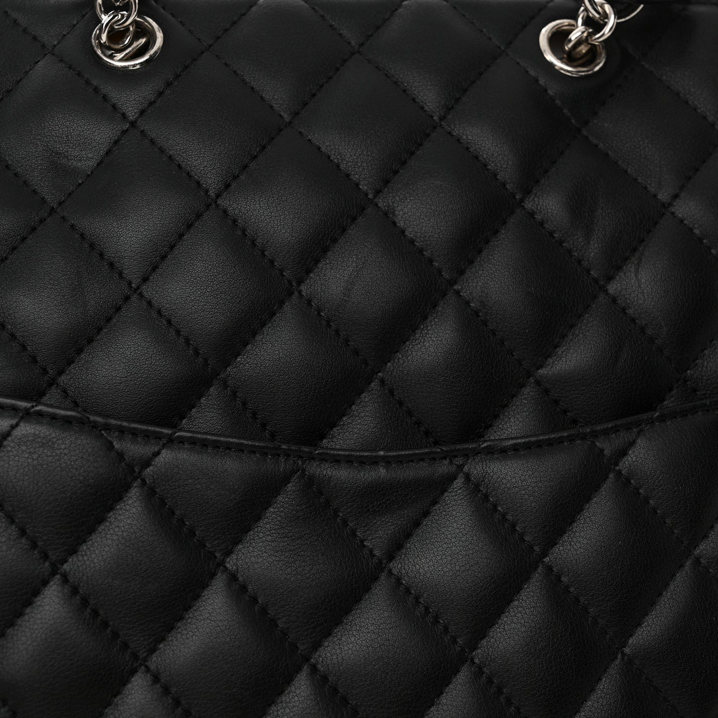 Calfskin Cambon Flat Tote Black Grey