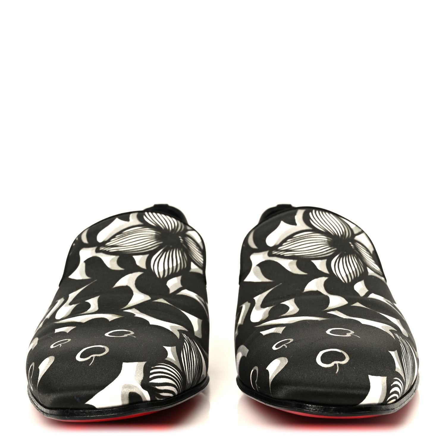 Christian Louboutin Satin Petunia Mens Dandelion Flat Loafers 42 Black White 3 of 8
