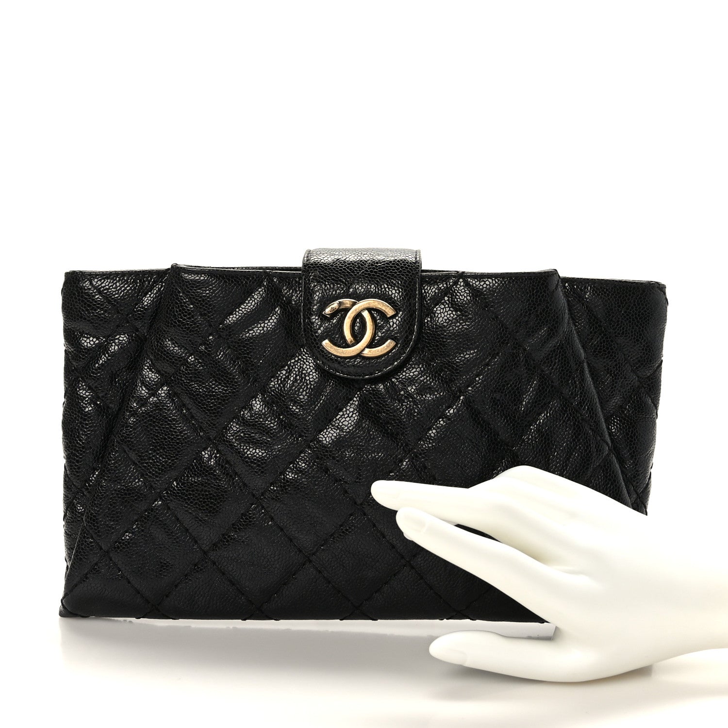 Chanel Caviar Quilted Coco Pleats Clutch Black 2 of 8