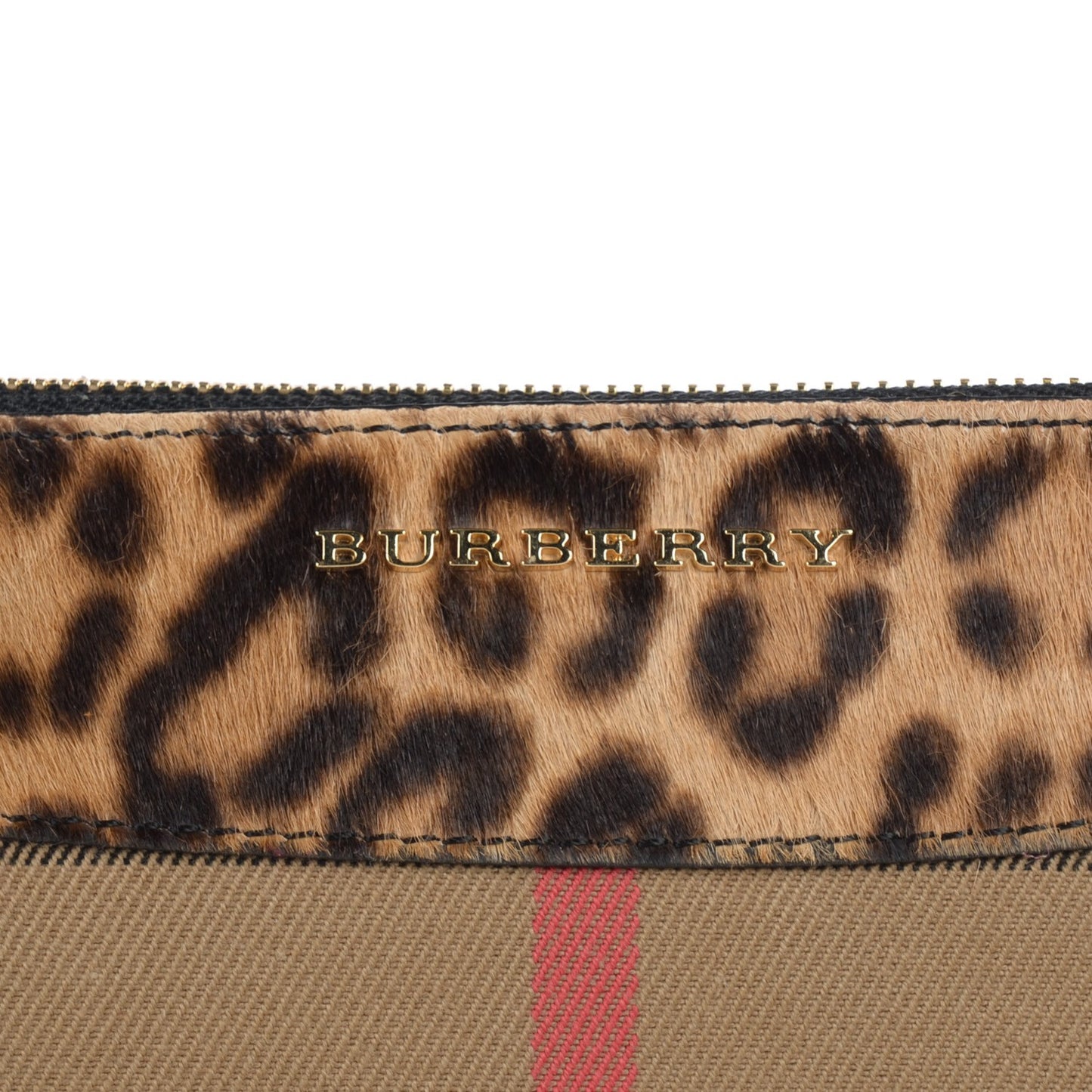 House Check Calf Hair Leopard Print Peyton Crossbody Clutch Bag