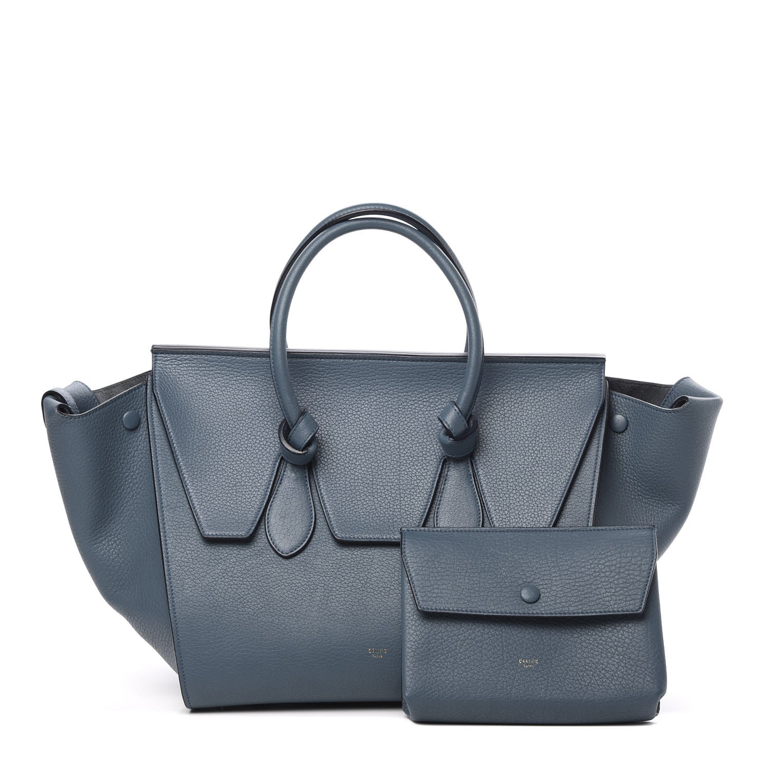 Celine Crisped Calfskin Small Tie Knot Tote Slate Blue 1 of 16