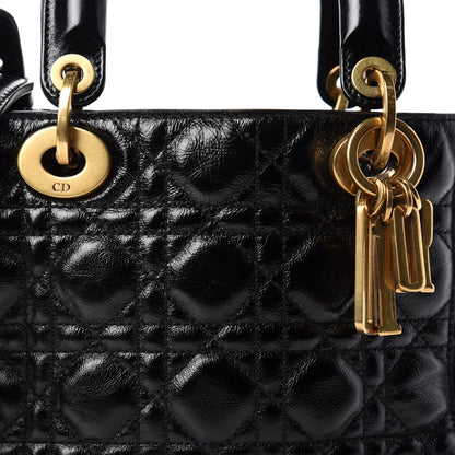 Christian Dior Crinkled Patent Cannage Small Lucky Badges My Lady Dior Black 10 of 10