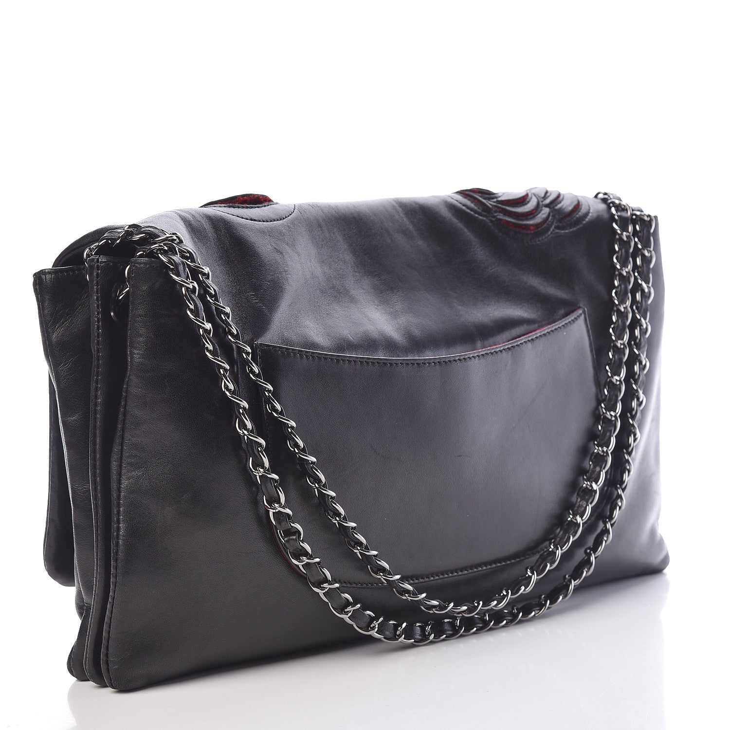 Chanel Lambskin Tweed Maxi Camellia Petals Flap Black 3 of 18