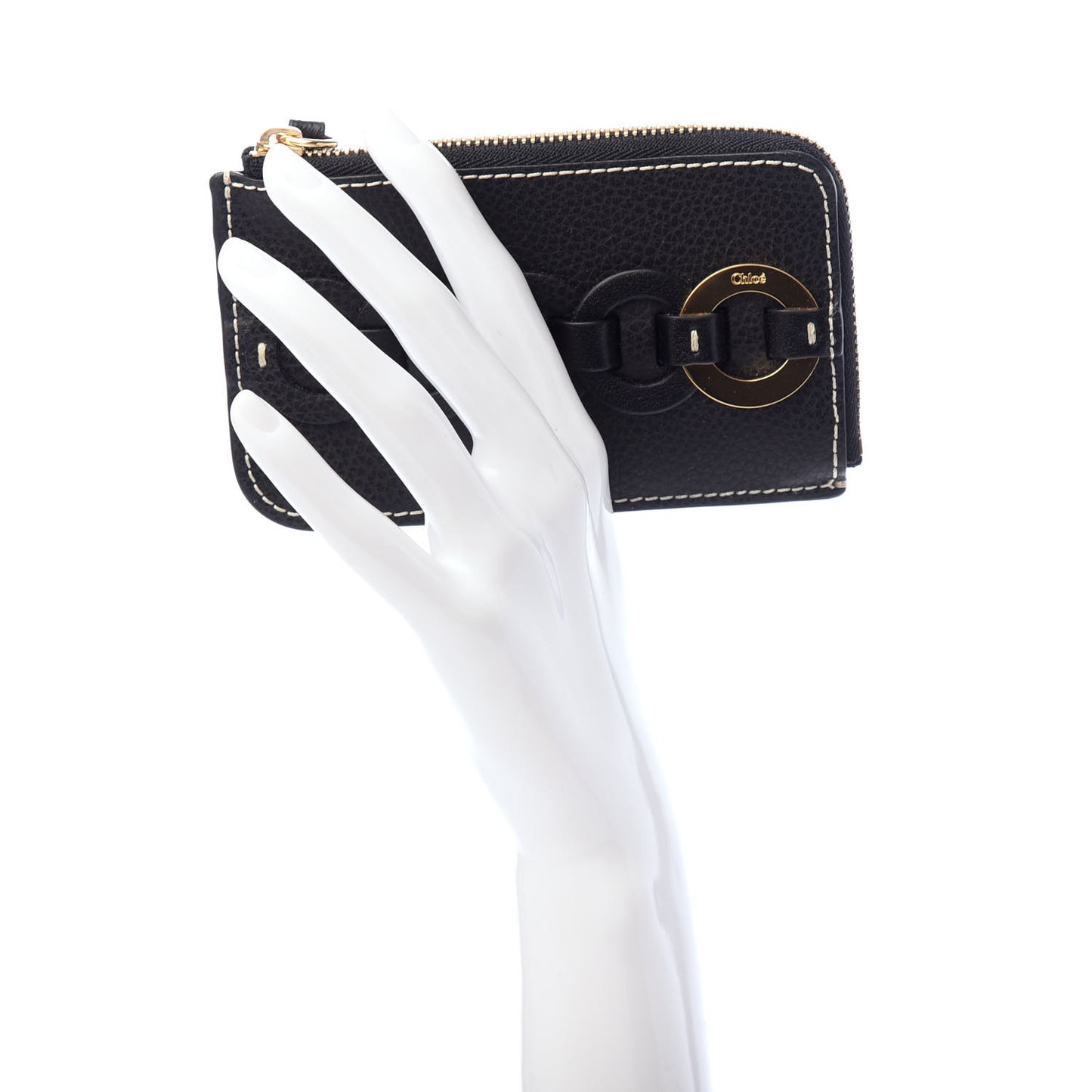Grained Shiny Calfskin Small Darryl Coin Purse Black