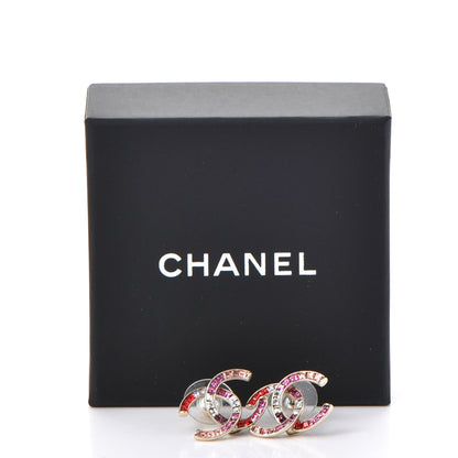 Chanel Crystal Baguette CC Earrings Gold Multicolor 6 of 6