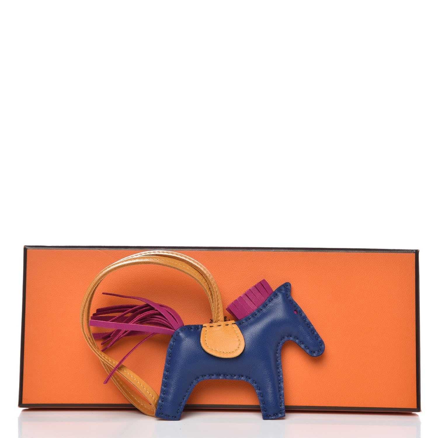 Hermes Milo Lambskin Grigri Rodeo Horse Bag Charm PM Bleu Saphir Rose Pourpre Bouton D'Or 4 of 4