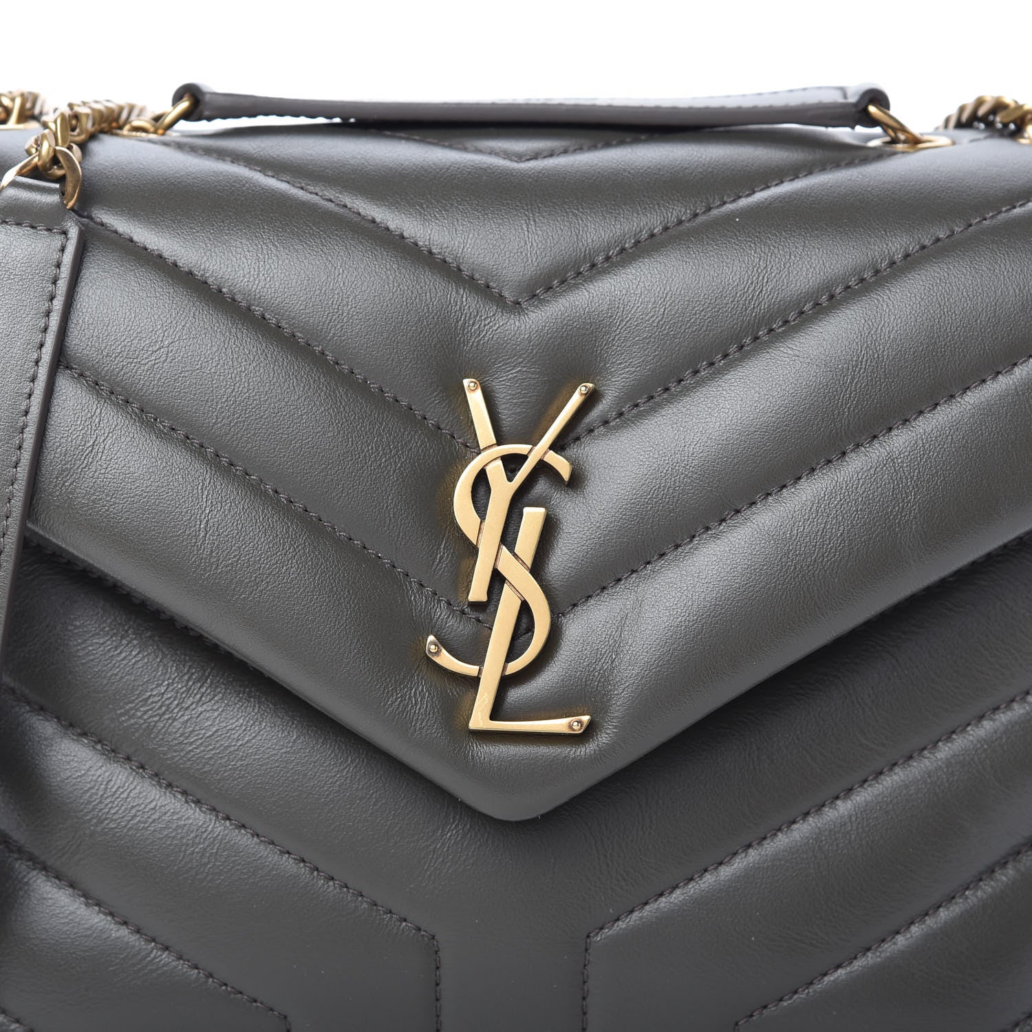 Saint Laurent Calfskin Y Quilted Monogram Small Loulou Chain Satchel Pebble 11 of 11