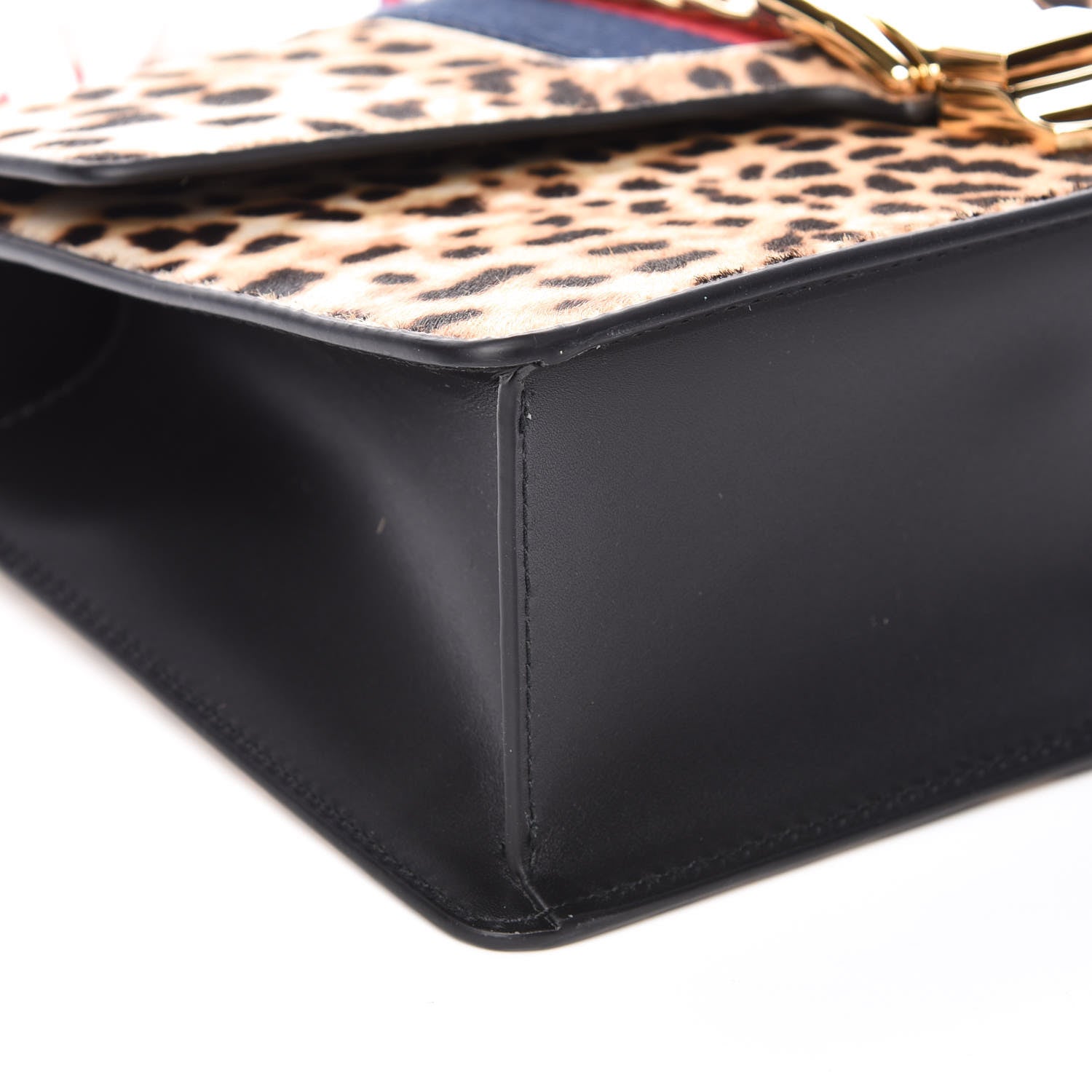 Gucci Calf Hair Leopard Print Small Sylvie Shoulder Bag Naturale Black 5 of 9