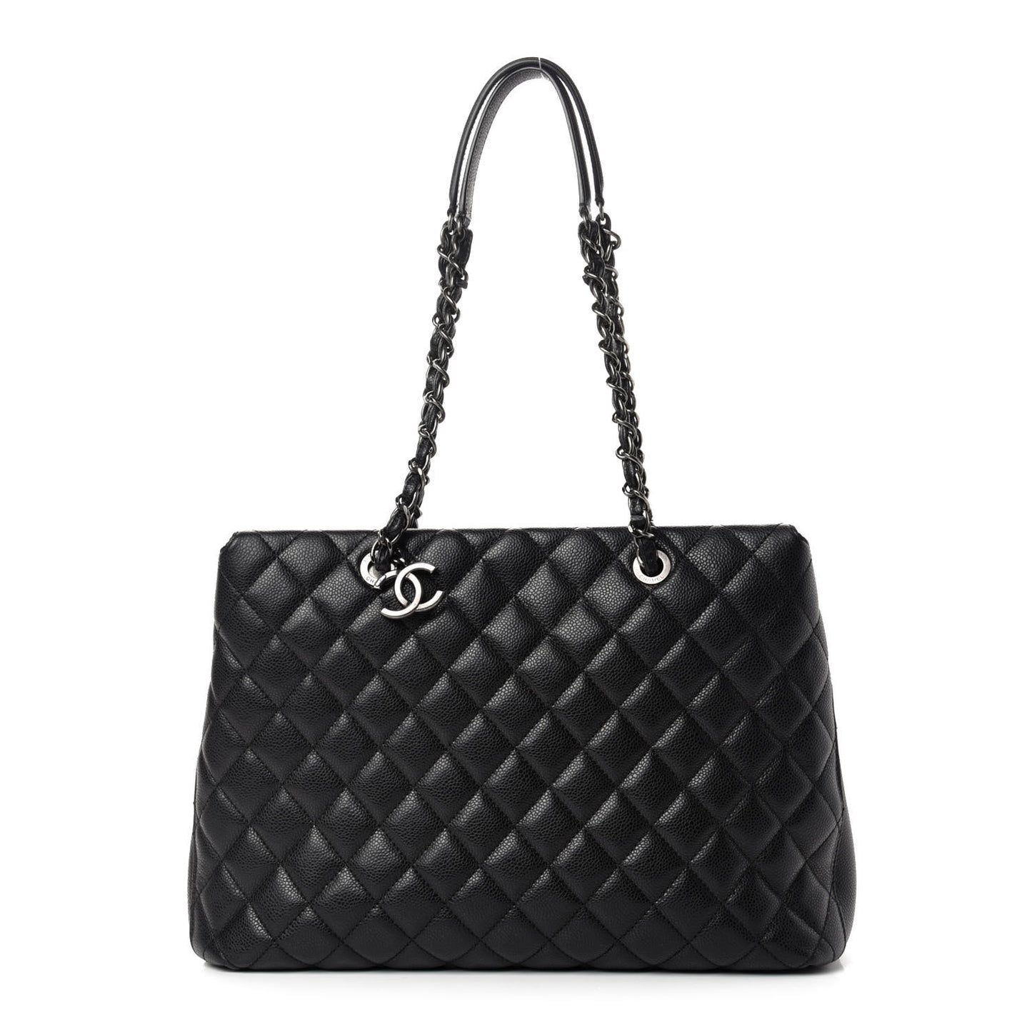 Caviar Quilted City Shopping Tote Black