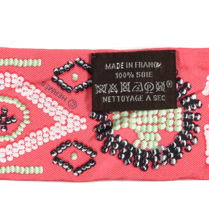 Hermes Silk Kelly En Perles Twilly Rose Vert Black 3 of 3