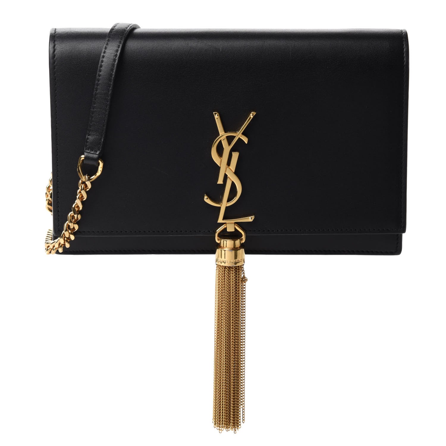 Saint Laurent Smooth Calfskin Classic Monogram Kate Tassel Chain Wallet Black 1 of 10