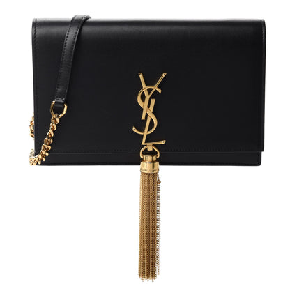 Saint Laurent Smooth Calfskin Classic Monogram Kate Tassel Chain Wallet Black 1 of 10