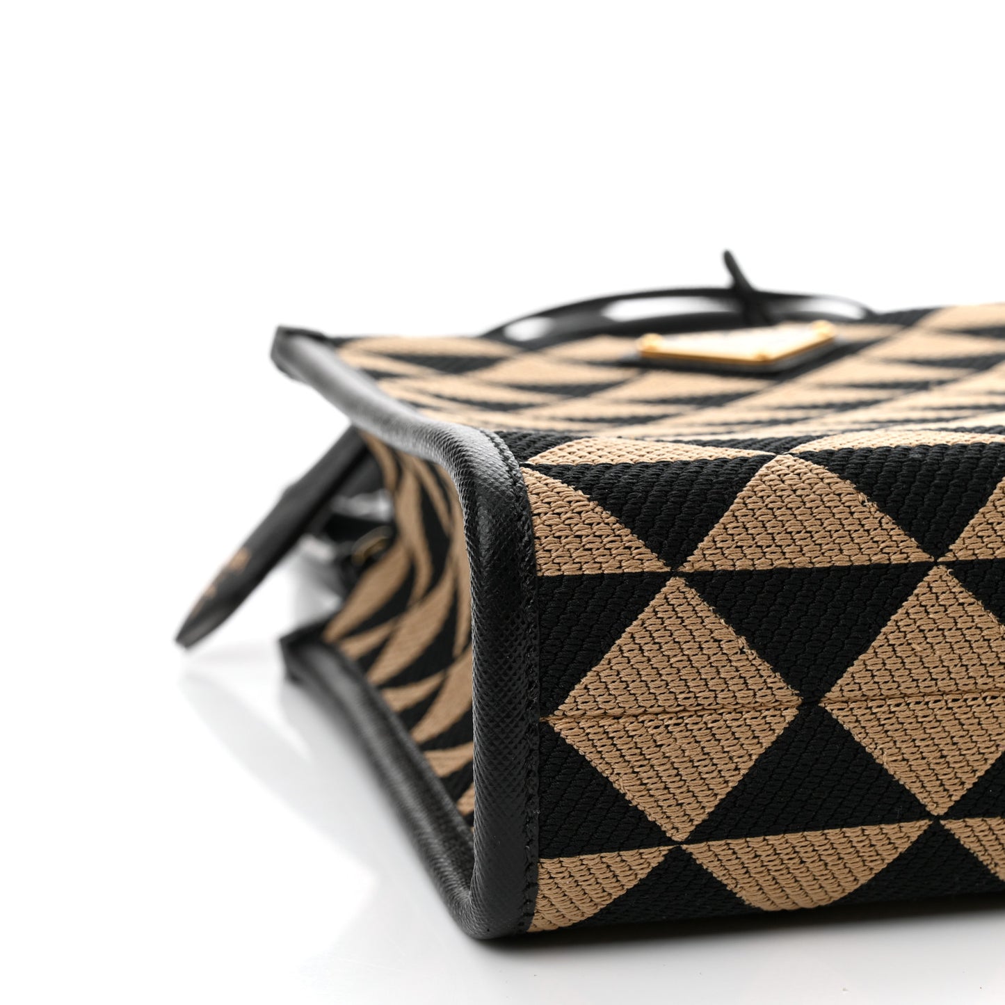 Jacquard Saffiano Triangolo Symbole Embroidered Micro Tote Black Corda