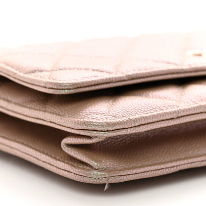 Chanel Iridescent Caviar Quilted Wallet On Chain WOC Beige 11 of 13