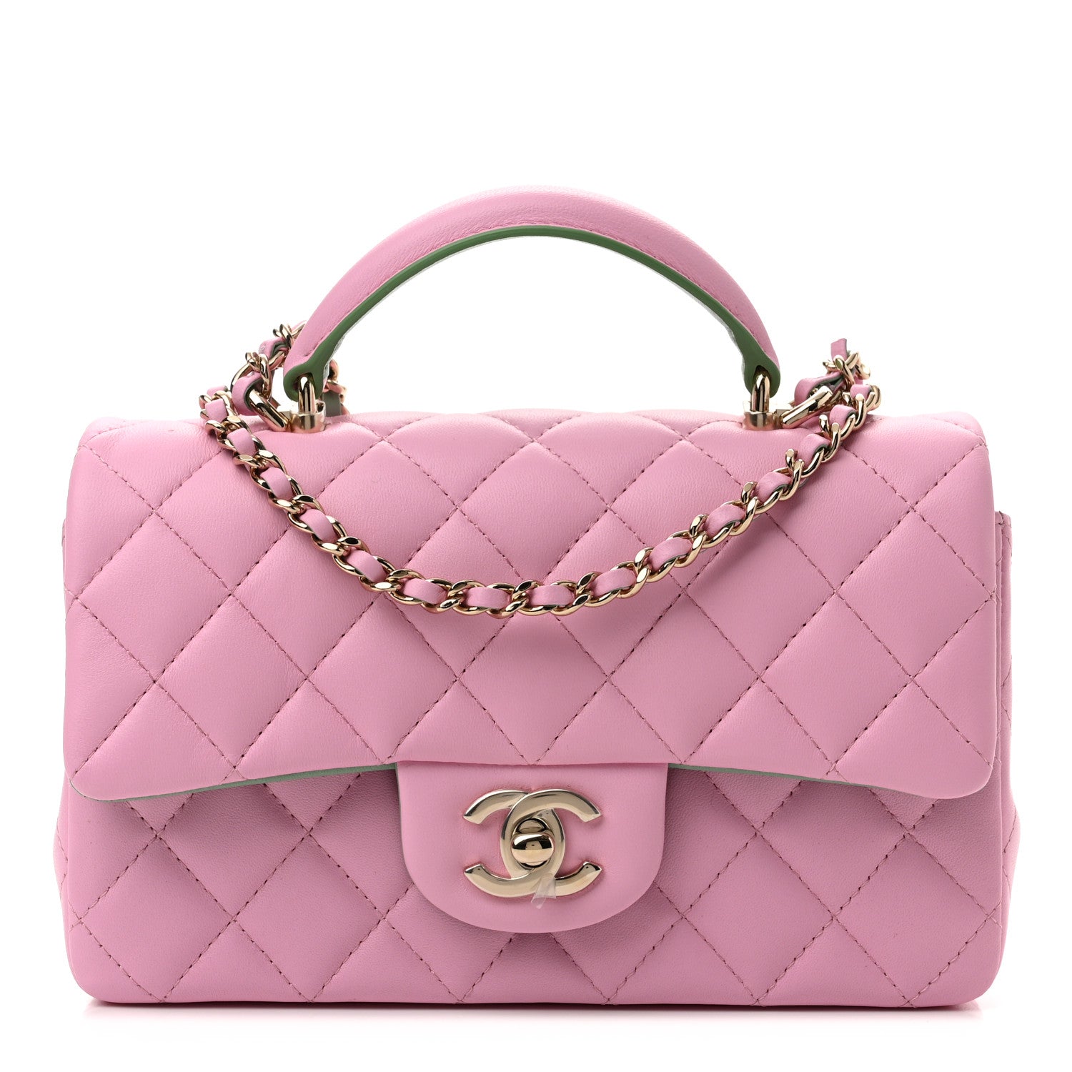 Chanel Lambskin Quilted Mini Top Handle Rectangular Flap Lilac Light Green 1 of 10