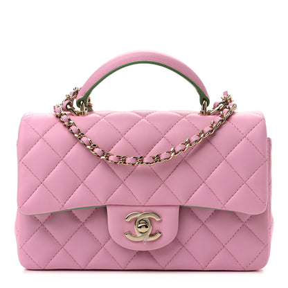Chanel Lambskin Quilted Mini Top Handle Rectangular Flap Lilac Light Green 1 of 10