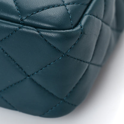 Chanel Lambskin Quilted Two Tone Day Flap Navy Turquoise 8 of 9