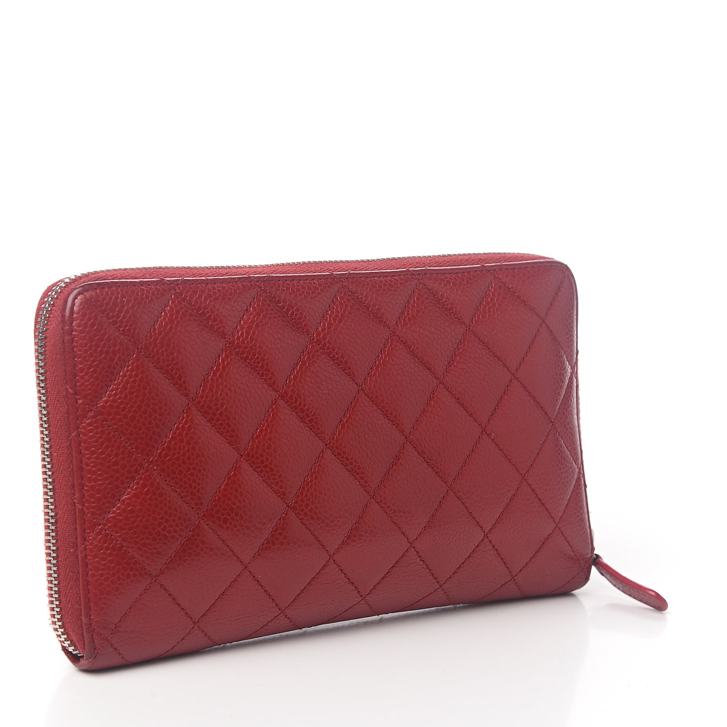 Caviar Quilted Large Zip Around Organizer Wallet Red