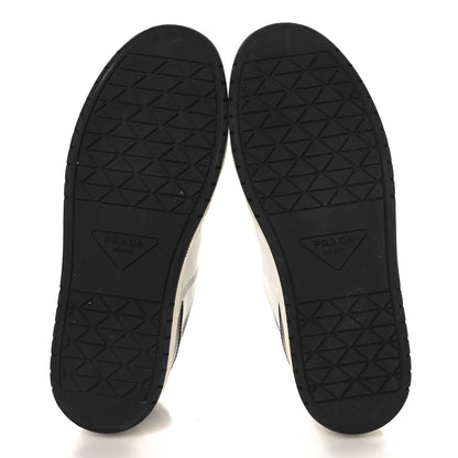 Prada Vitello Sport Spazzolato Rois Triangle Logo Womens Downtown Low Top 30mm Sneakers 37 White Black 6 of 10