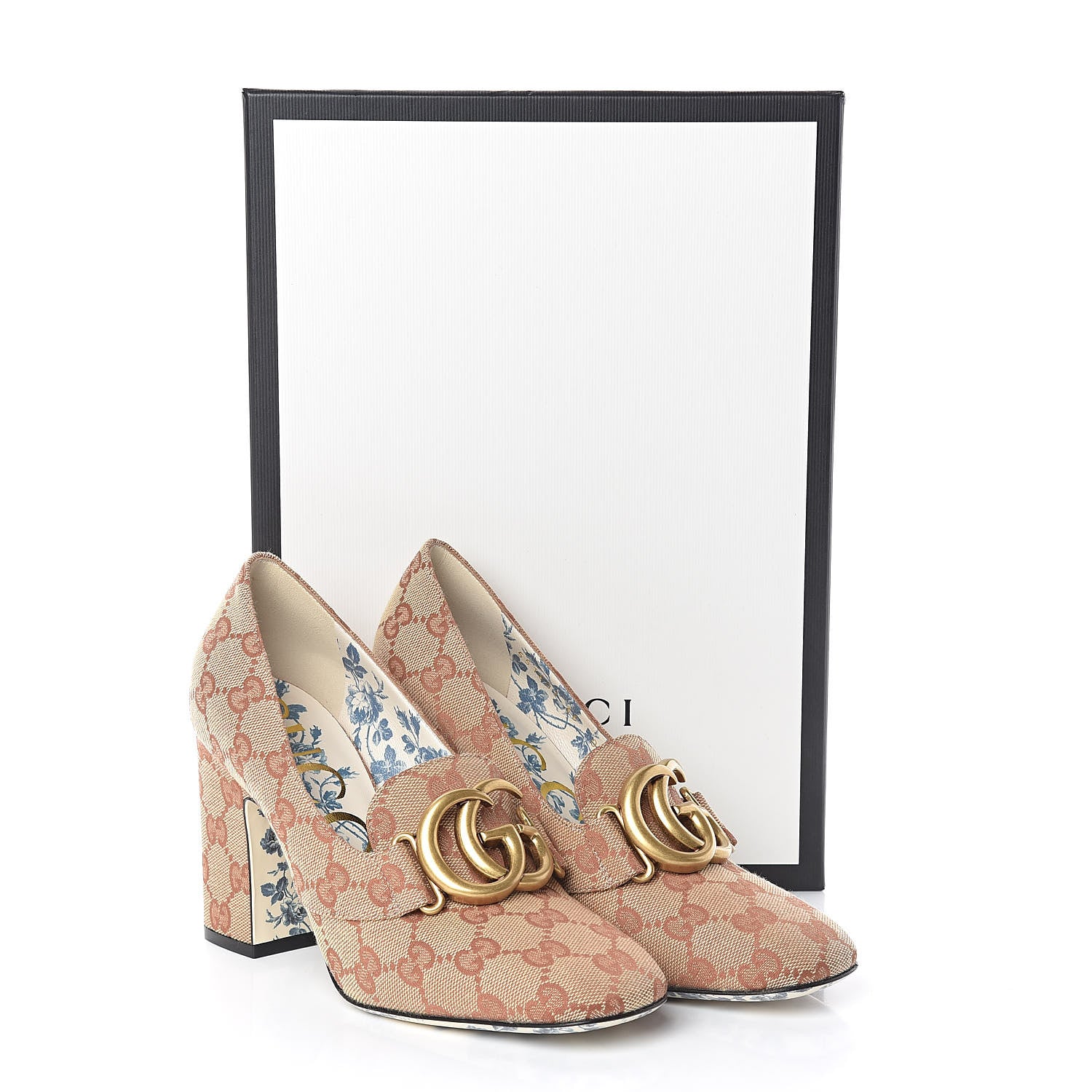 Gucci Monogram GG Victoire 95mm Loafer Pumps 36 Beige Ruggine 8 of 8
