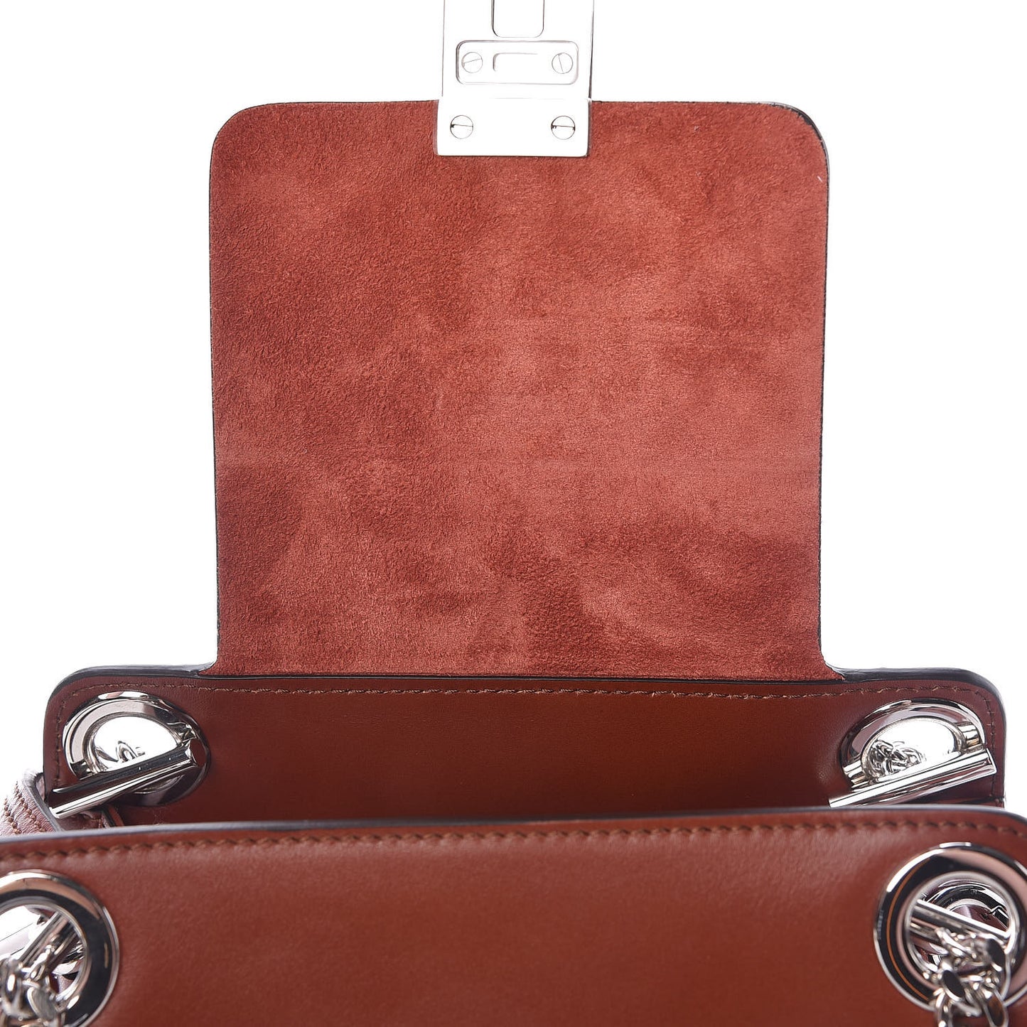 Shiny Calfskin Mini Annie Shoulder Bag Sepia Brown