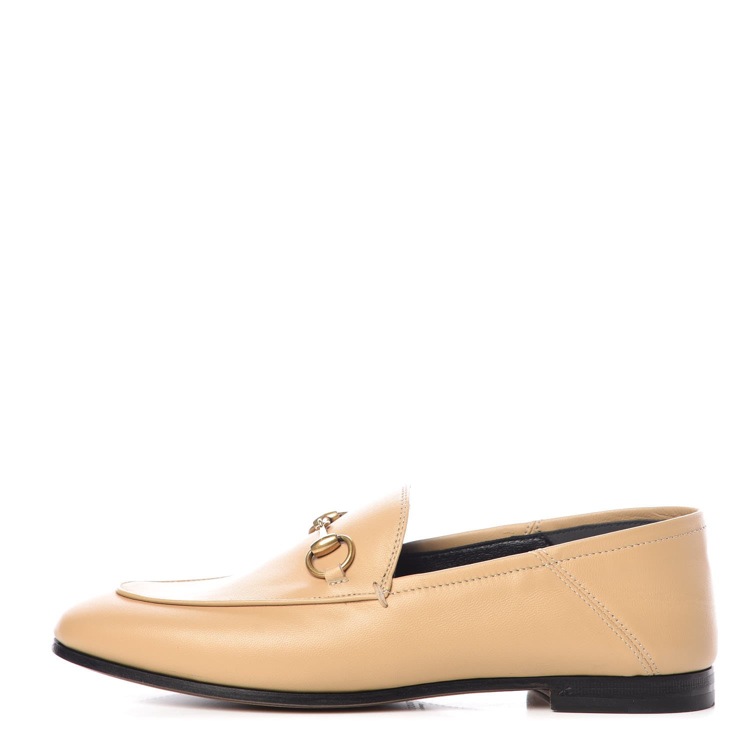 Gucci Lambskin Womens Brixton Horsebit Loafers 36 Wheat 387376