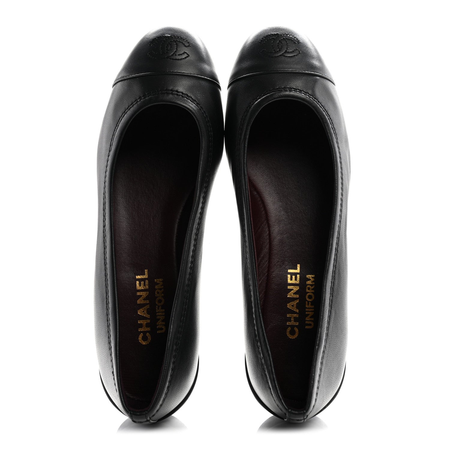 Chanel Lambskin Cap Toe CC Uniform Ballerina Flats 37.5 Black 4 of 20