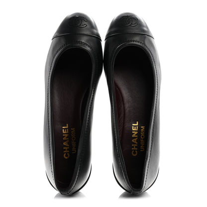 Chanel Lambskin Cap Toe CC Uniform Ballerina Flats 37.5 Black 4 of 20