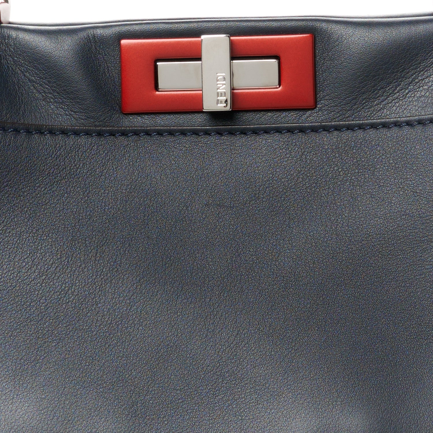 Fendi Vitello Seta Shiny Nappa Medium Peekaboo Iconic Satchel Blue Notte Ardesia 11 of 13