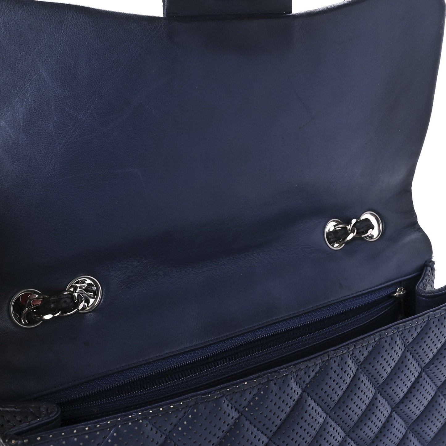 Lambskin Perforated Jumbo Single Flap Blue