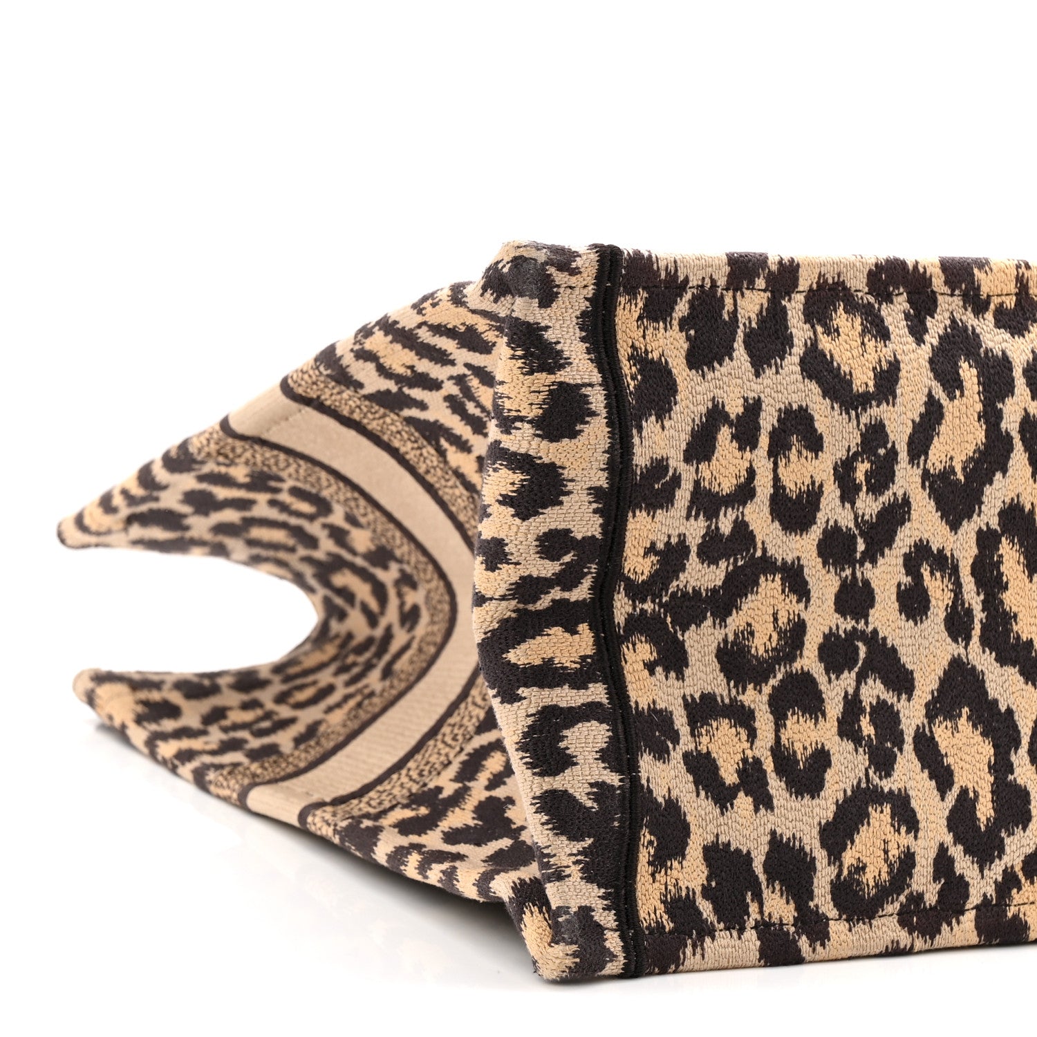 Christian Dior Canvas Mizza Embroidered Large Leopard Book Tote Beige 9 of 10