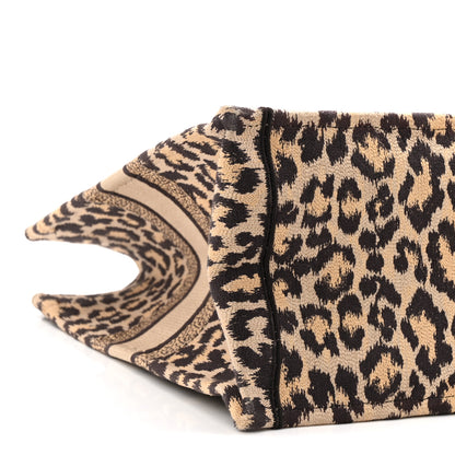Christian Dior Canvas Mizza Embroidered Large Leopard Book Tote Beige 9 of 10