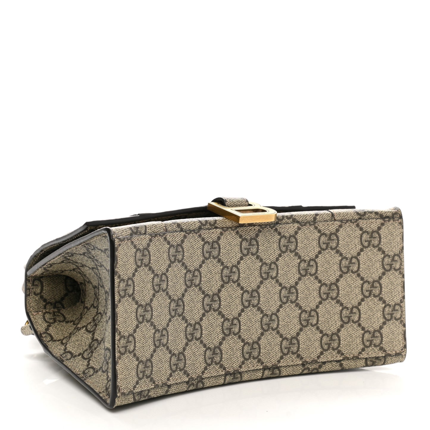 X GUCCI GG Supreme Monogram Small Hourglass Top Handle Bag Beige Ebony