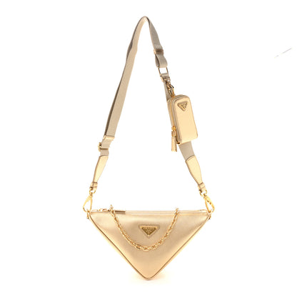 Prada Saffiano Lux Triangle Shoulder Bag Platino 1 of 10