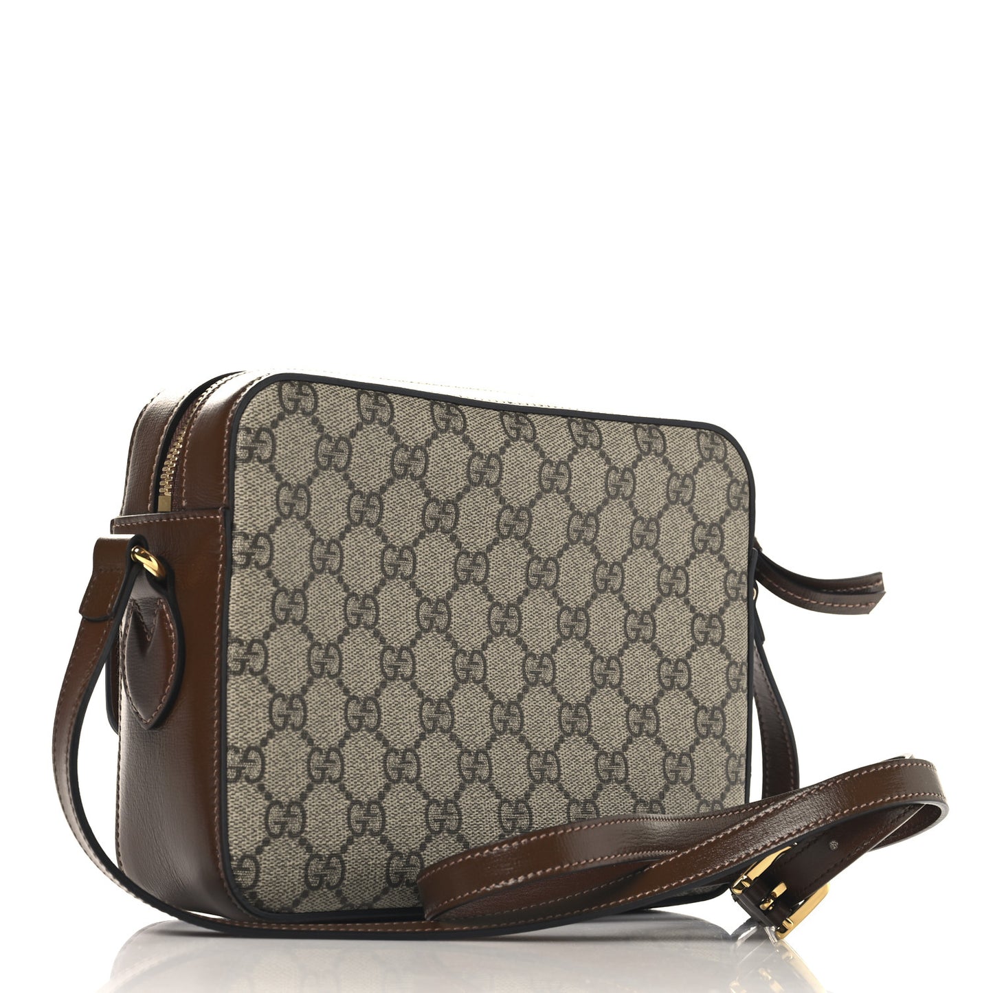 GG Supreme Monogram Small Horsebit 1955 Shoulder Bag Beige Brown Sugar