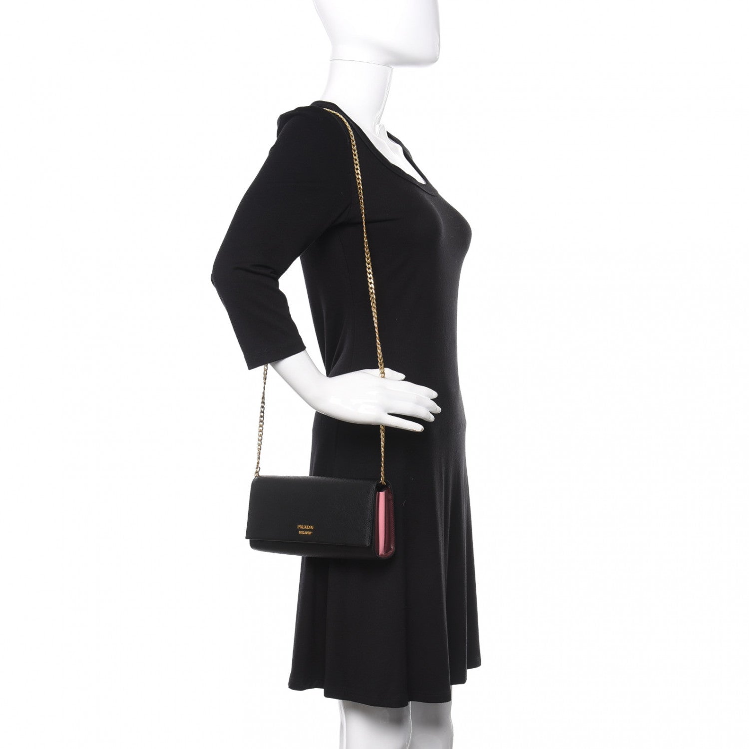 Prada City Calfskin Saffiano Pochette Black Granato 2 of 9