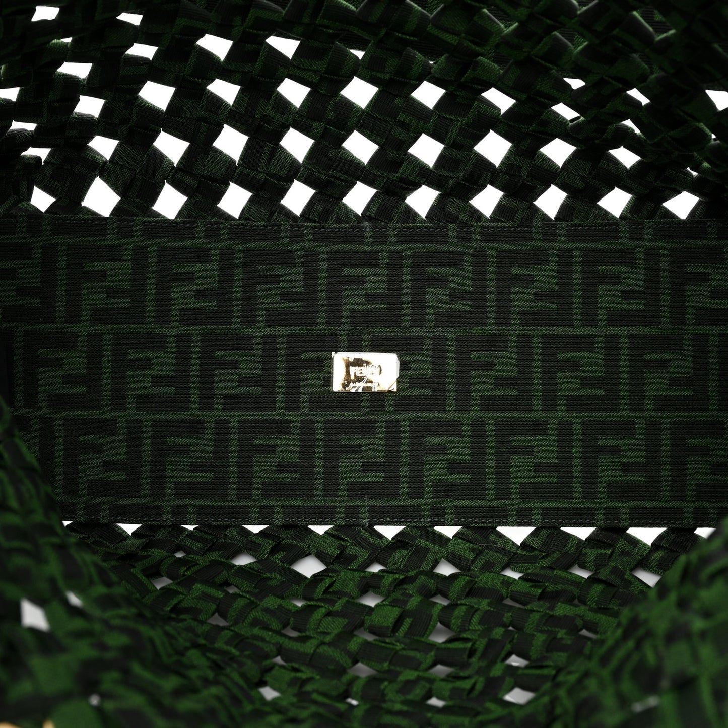 Fabric Jacquard FF 1974 Woven Knotted FF Tote Verde Black