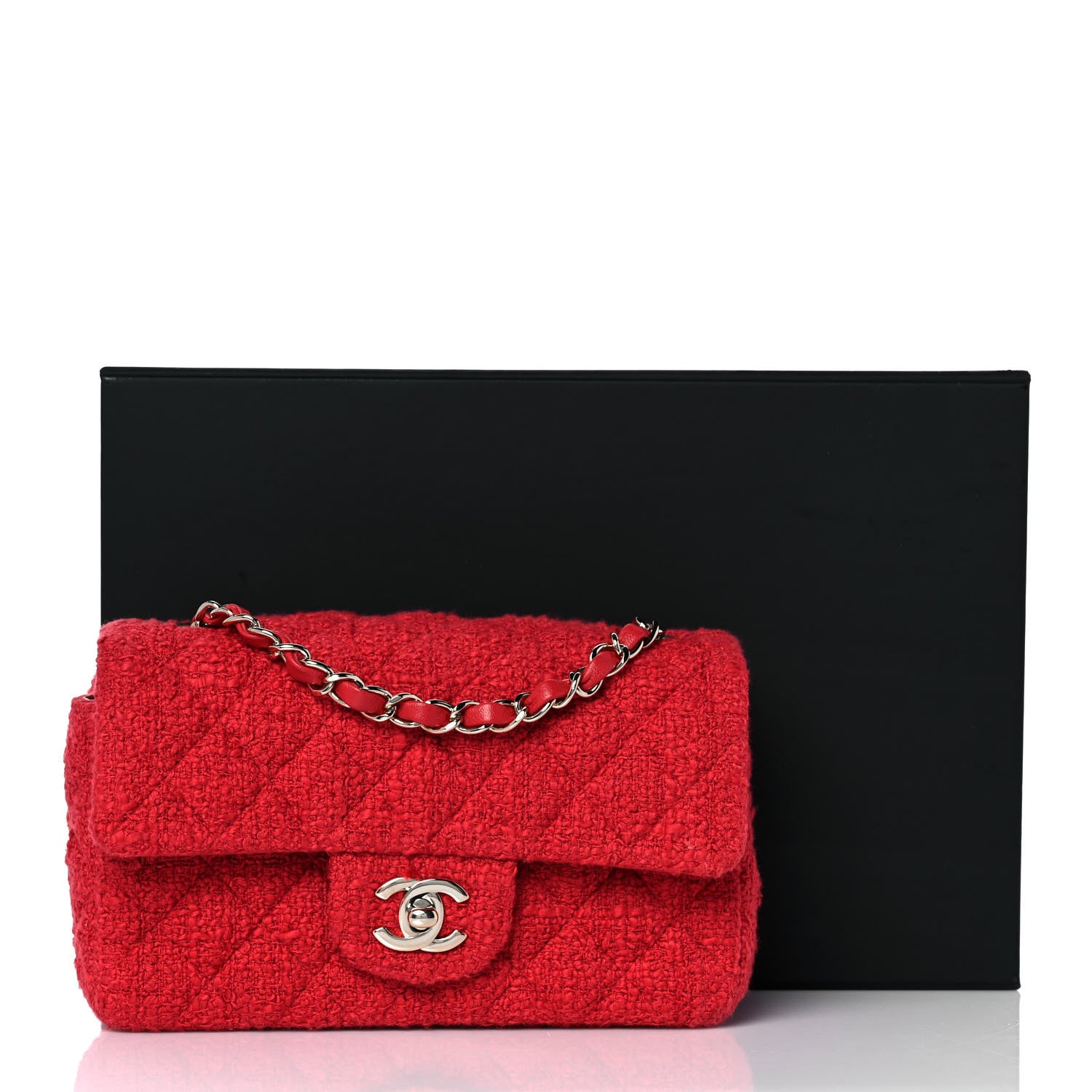 Chanel Tweed Quilted Mini Rectangular Flap Red 10 of 10