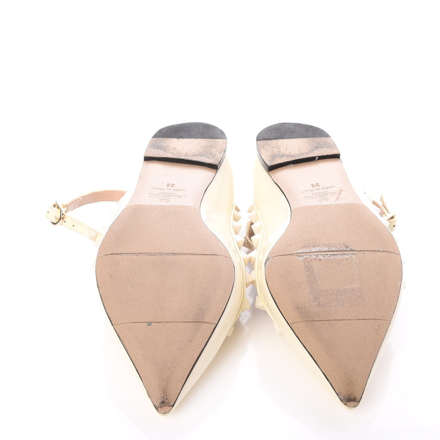 Patent Monochrome Rockstud Cage Ballerina Flats 39 Ivory
