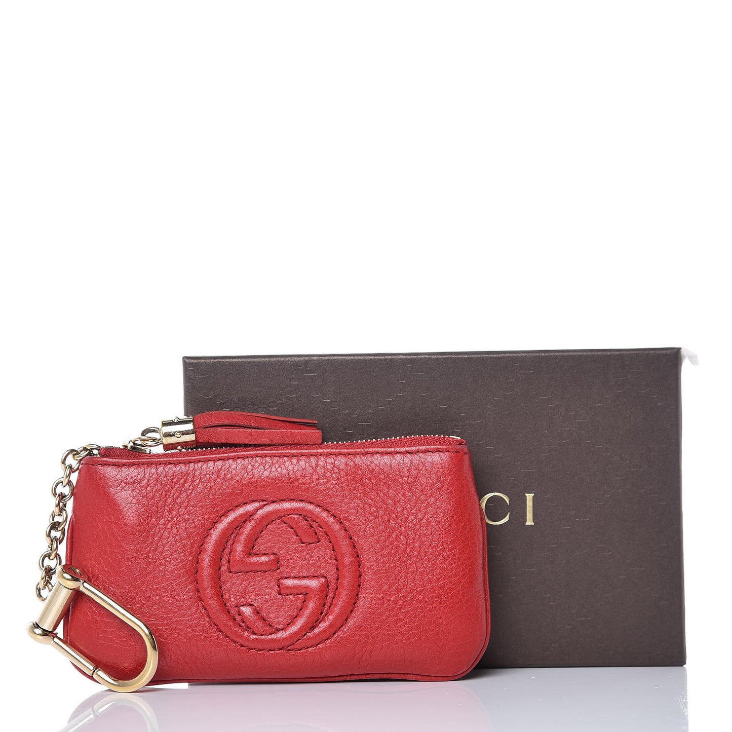 Pebbled Calfskin Soho Key Case Red