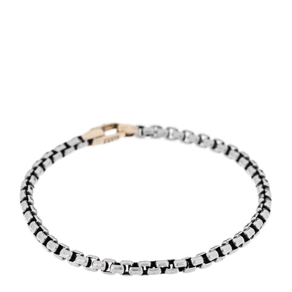 David Yurman Sterling Silver 14K Yellow Gold 4mm Box Chain Bracelet 1 of 5