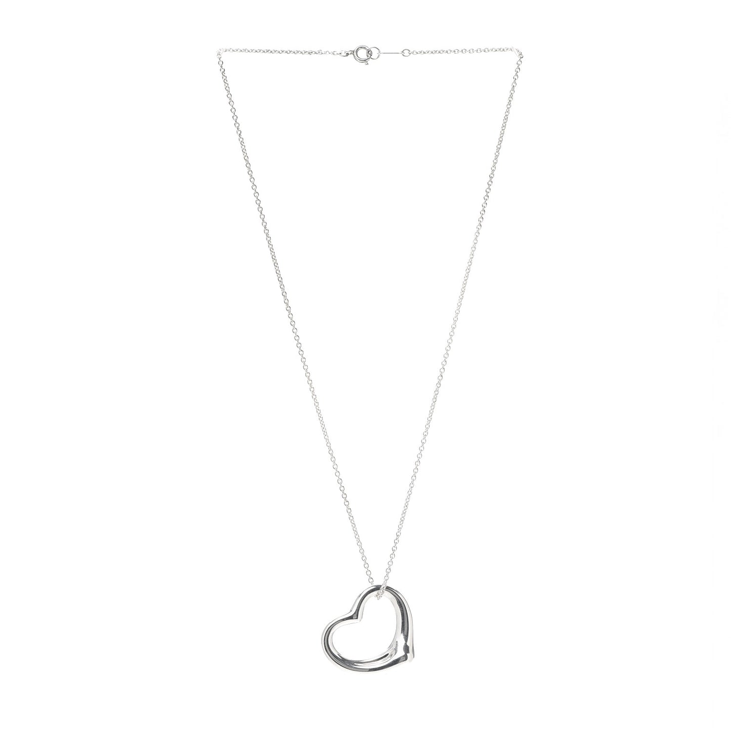 Sterling Silver 27mm Elsa Peretti Open Heart Pendant Necklace