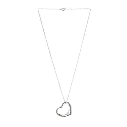 Tiffany Sterling Silver 27mm Elsa Peretti Open Heart Pendant Necklace 3 of 5